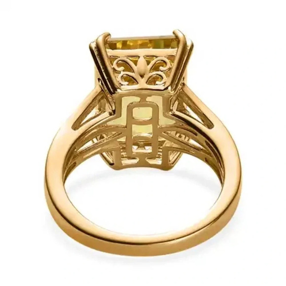 Ouro Verde Quartz & Natural White Zircon Ring. - Picture 7 of 8